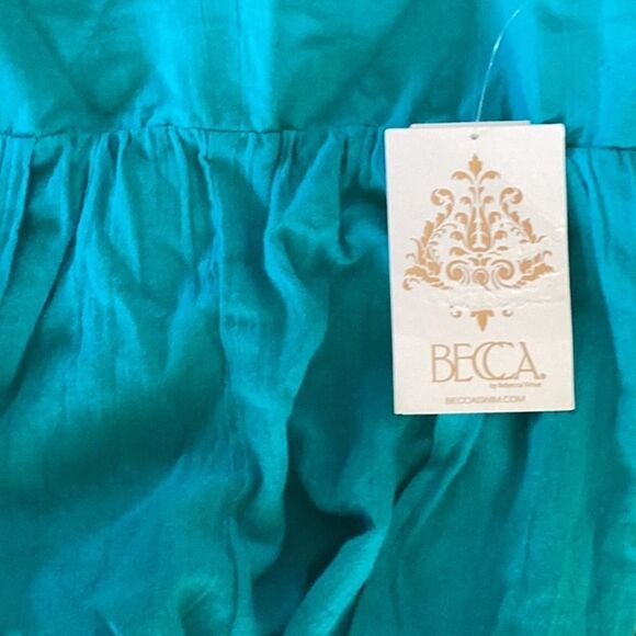 Becca Women's Gauzy Smocked Waist Pants, Swim coverup, Turquoise , Small, NWT - Picture 8 of 13